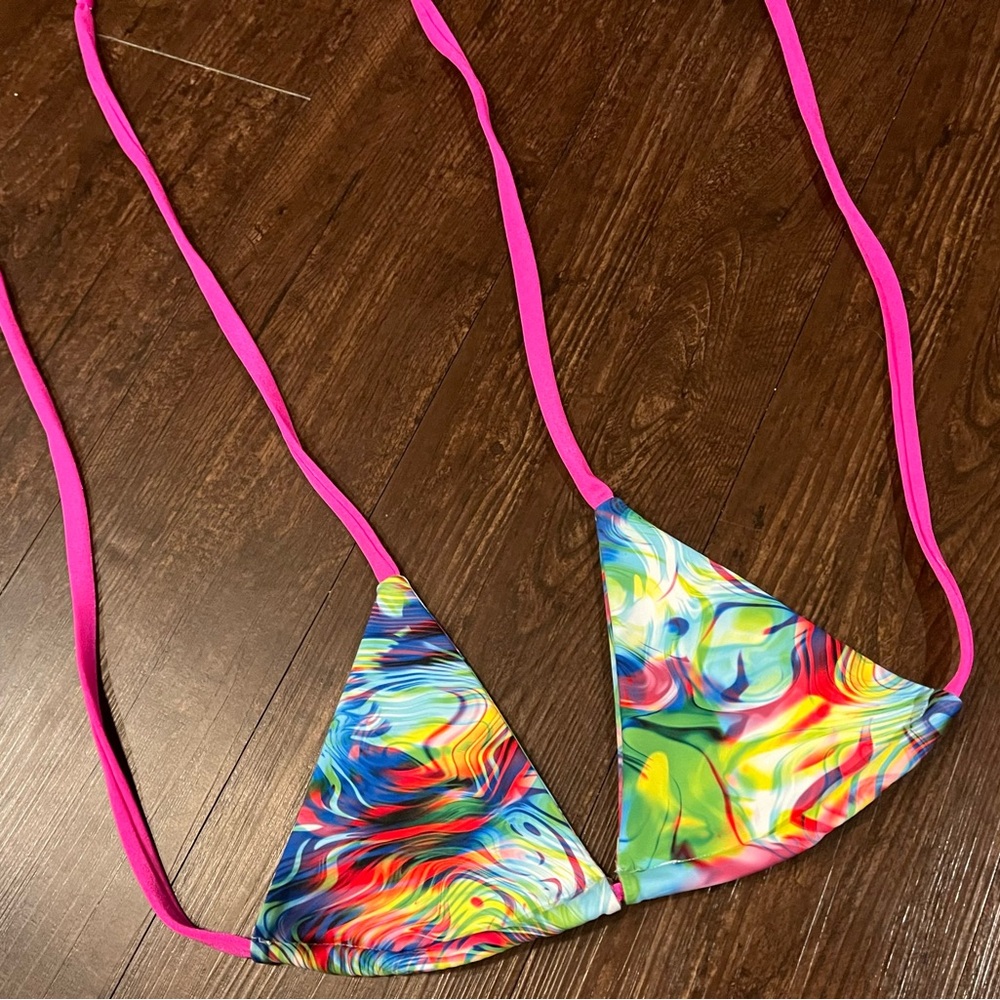 Demon Bikini Women’s Triangle Top Bikini Set Small Rainbow Pink Cheeky Bottom